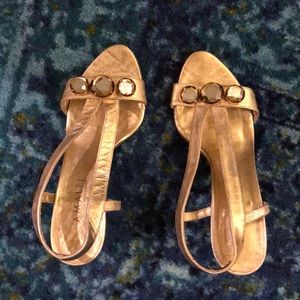 Size 7M gold jeweled strappy slingback heels